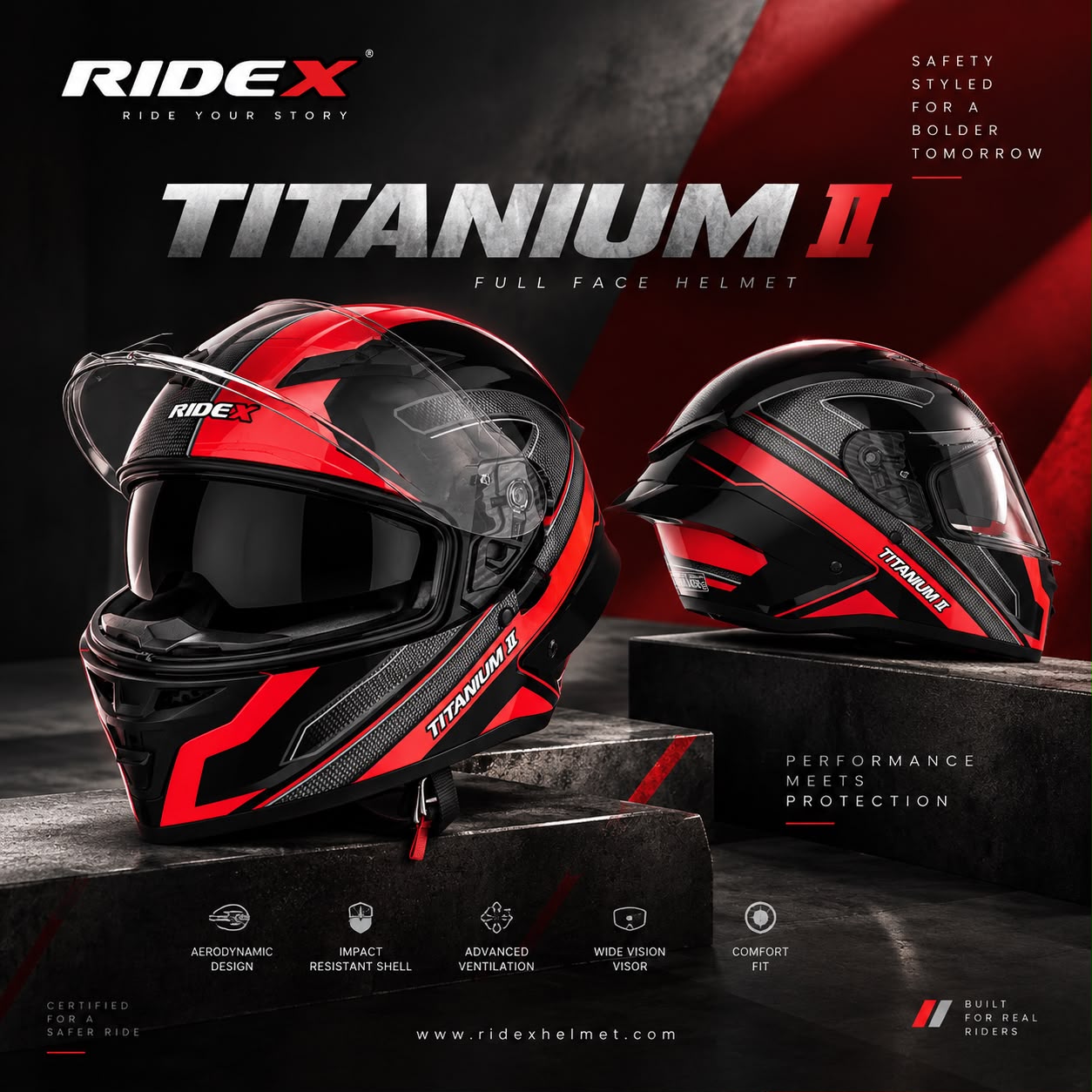 RIDEX TITANIUM G2 – STREAK RED (Size S)